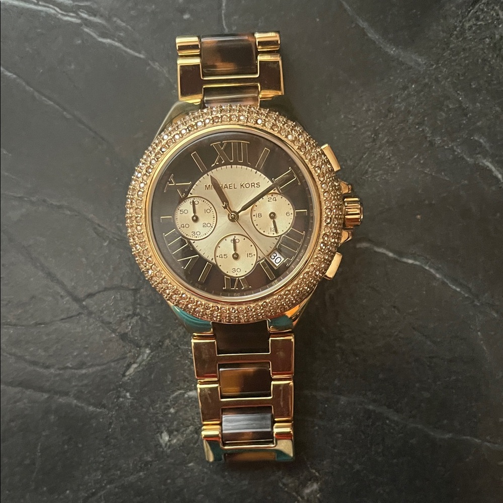 Michael Kors Gold and Brown Women's Chronograph Watch